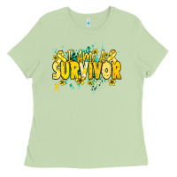 Matcha I am a survivor yellow ribbon Ladies Tee - NancyCooperArtShop