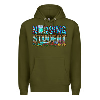 Army Green Nursing Student No Sleep No Money No Life Premium Hoodie - CowhideDigitalArt