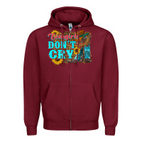 Burgundy cowgirls don't crty boots hat sunflowers Zipper Hoodie - Artiststas