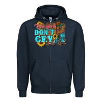 Navy cowgirls don't crty boots hat sunflowers Zipper Hoodie - Artiststas