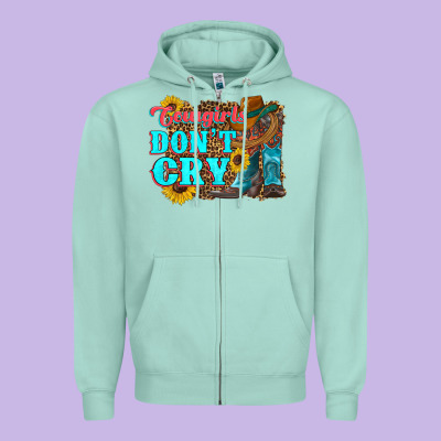 Cowgirls Don't Crty Boots Hat Sunflowers Zipper Hoodie Designed By Artiststas