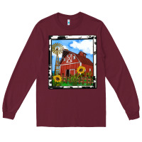 Burgundy rustic western barn olivia Long Sleeve Tee - OliviaCreatesArt