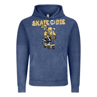 Vintage Denim skate or die funny skeleton skating skater halloween costume Vintage Hoodie - longCreatives