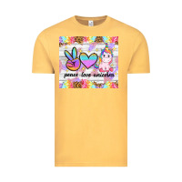 Vintage Mustard peace loeve unicorns Vintage Tee - CowGirlArtShop