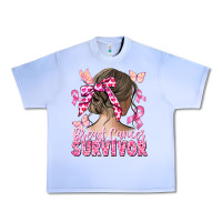 Grape Ice breast cancer survivor messy bun Urban Heavy Tee - CowGirlArtShop