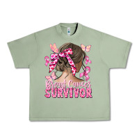 Oil Green breast cancer survivor messy bun Urban Heavy Tee - CowGirlArtShop