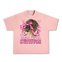 Salmon breast cancer survivor messy bun Urban Heavy Tee - CowGirlArtShop