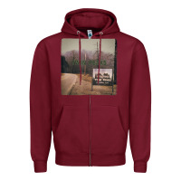Burgundy Twin Peaks City Limits Welcome Sign Vintage Zipper Hoodie - longCreatives