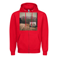 Red Twin Peaks City Limits Welcome Sign Vintage Zipper Hoodie - longCreatives