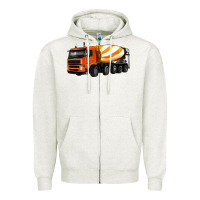 Oatmeal Heather cement truck Zipper Hoodie - Artiststas