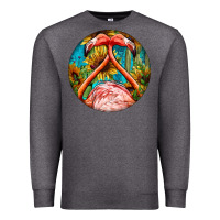 Charcoal Heather flamingos with western background Premium Sweatshirt - BarkalooDesign