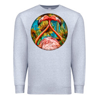Heather Grey flamingos with western background Premium Sweatshirt - BarkalooDesign