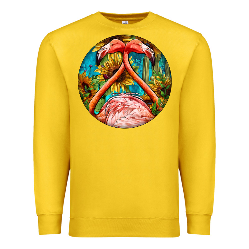 Flamingos With Western Background Premium Sweatshirt by BarkalooDesign | Teevron