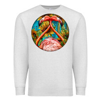 Oatmeal Heather flamingos with western background Premium Sweatshirt - BarkalooDesign