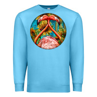 Ocean Blue flamingos with western background Premium Sweatshirt - BarkalooDesign