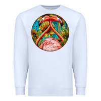 White flamingos with western background Premium Sweatshirt - BarkalooDesign