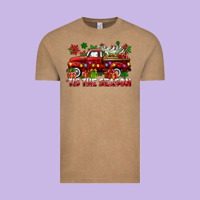 Tis The Season Christmas Truck Vintage Tee Designed By Cowgirlartshop