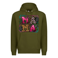 Army Green Racing leopard frame mama Mother's Day Premium Hoodie - LillyAllenDesigns