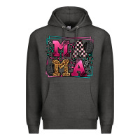 Charcoal Heather Racing leopard frame mama Mother's Day Premium Hoodie - LillyAllenDesigns
