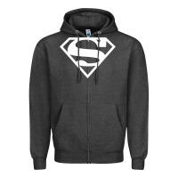 Charcoal Heather Supergirl White & Pink Shield Zipper Hoodie - longCreatives