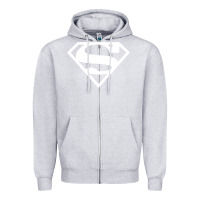 Heather Grey Supergirl White & Pink Shield Zipper Hoodie - longCreatives
