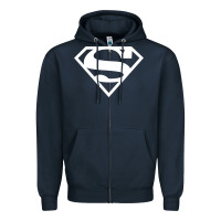 Navy Supergirl White & Pink Shield Zipper Hoodie - longCreatives