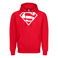 Red Supergirl White & Pink Shield Zipper Hoodie - longCreatives