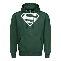 Sports Green Supergirl White & Pink Shield Zipper Hoodie - longCreatives