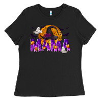 Black Halloween Mama Ladies Tee - texasbilliewilder