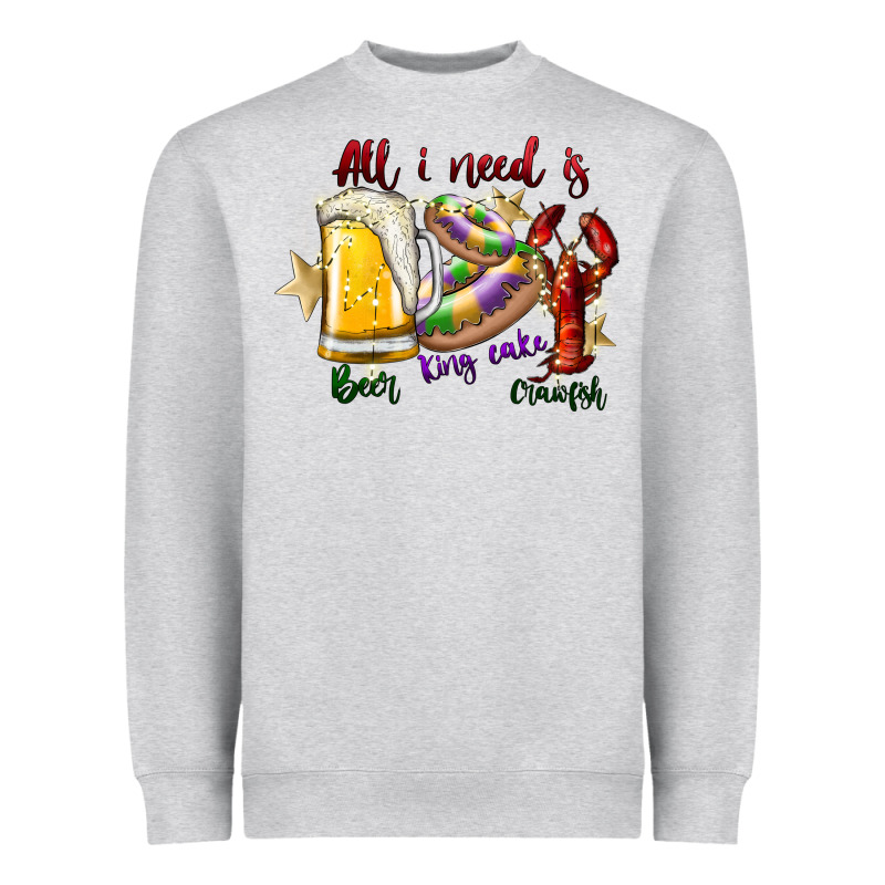 All I Need Is Beer King Cake Crawfish Heavyweight Sweatshirt by SublimationCraftShop | Teevron