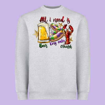 All I Need Is Beer King Cake Crawfish Heavyweight Sweatshirt Designed By Sublimationcraftshop