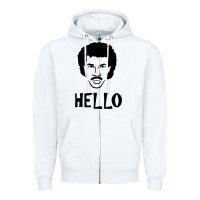 White Lionel Richie  It's Me Zipper Hoodie - longCreatives