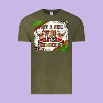 Just A Girl Who Loves Reindeer Vintage Tee Designed By Cowgirlartshop
