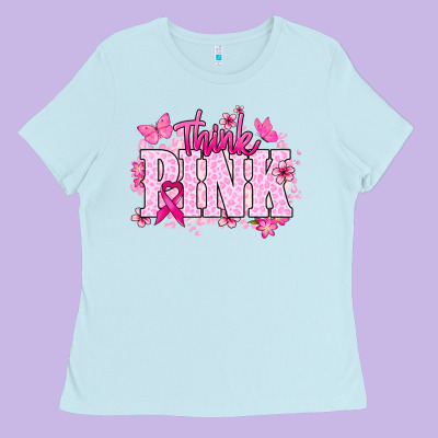 Think Pink Ladies Tee Designed By Nancycooperartshop