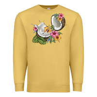 Antique Gold coconut with tropical leavers and flowers Premium Sweatshirt - BarkalooDesign