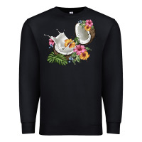 Black coconut with tropical leavers and flowers Premium Sweatshirt - BarkalooDesign