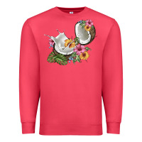 Cardinal coconut with tropical leavers and flowers Premium Sweatshirt - BarkalooDesign