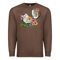 Chestnut coconut with tropical leavers and flowers Premium Sweatshirt - BarkalooDesign