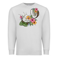 Dove Grey coconut with tropical leavers and flowers Premium Sweatshirt - BarkalooDesign