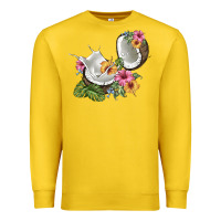 Lemon coconut with tropical leavers and flowers Premium Sweatshirt - BarkalooDesign