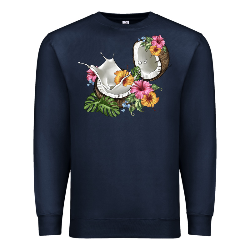 Coconut With Tropical Leavers And Flowers Premium Sweatshirt by BarkalooDesign | Teevron