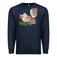 Navy coconut with tropical leavers and flowers Premium Sweatshirt - BarkalooDesign