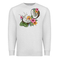 Oatmeal Heather coconut with tropical leavers and flowers Premium Sweatshirt - BarkalooDesign