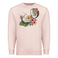 Pale Pink coconut with tropical leavers and flowers Premium Sweatshirt - BarkalooDesign