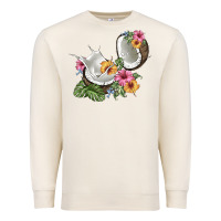 Sandshell coconut with tropical leavers and flowers Premium Sweatshirt - BarkalooDesign