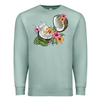 Seafoam coconut with tropical leavers and flowers Premium Sweatshirt - BarkalooDesign