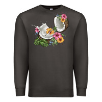 Smoke coconut with tropical leavers and flowers Premium Sweatshirt - BarkalooDesign