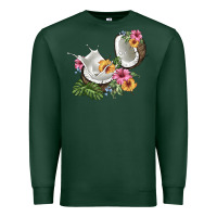 Sports Green coconut with tropical leavers and flowers Premium Sweatshirt - BarkalooDesign
