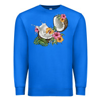 True Royal coconut with tropical leavers and flowers Premium Sweatshirt - BarkalooDesign