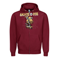 Burgundy skate or die funny skeleton skating skater halloween costume Zipper Hoodie - longCreatives